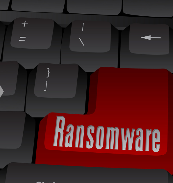 Ransomware cybersecurity keyboard key